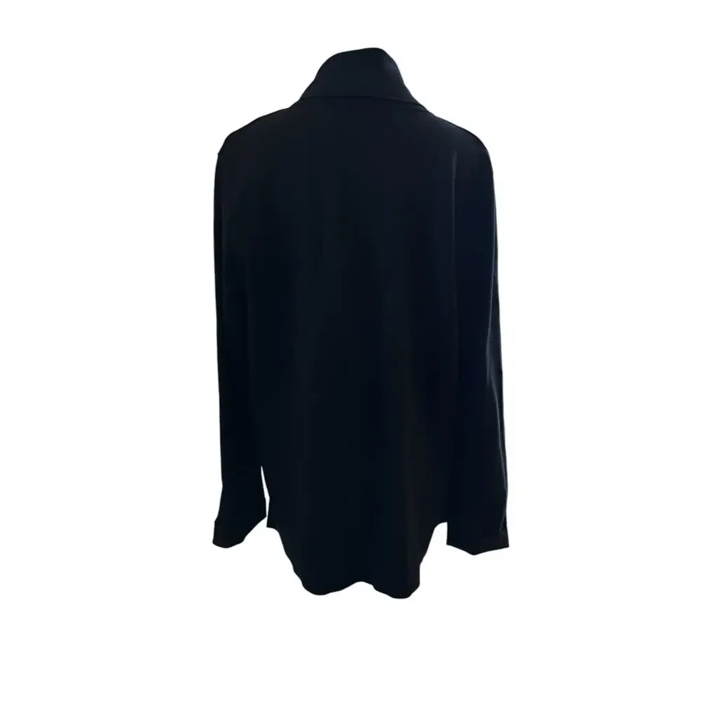 Eileen Fisher 100% Wool Black Open Front Blazer Jacket Coat XS Classic Minimal
